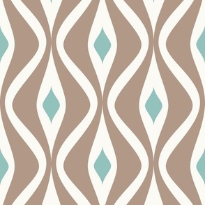 Abstract Retro Geometric Wavy Vertical Lines in beige light tan  and green blue tones