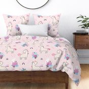 Unicorn Dance (pink) Unicorns Rainbows Flowers, Girls Bedding Blanket Decor, large scale B