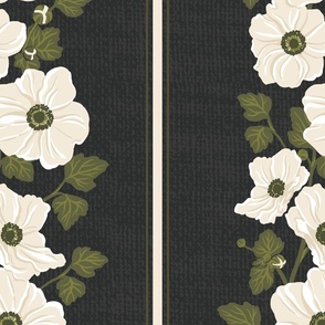 Dramatic Floral Stripes - Green and Gray - LARGE