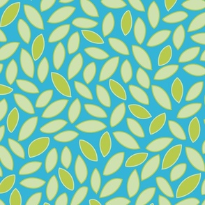 blue and green all over leaf pattern