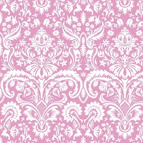 Baroque Damask 1 white on pink