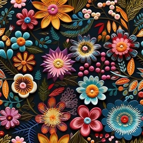 Folk flower embroidery