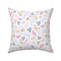 Butterflies and Moths Insects in Pastel pink, blue, green / baby girl, nursery, butterfly
