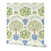 Large-Alhambra Lemon Trees in the Pottery- Ivory Blue