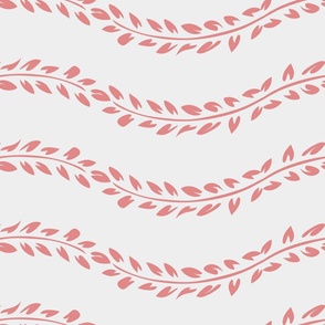 coral and white wavy leaf stripe