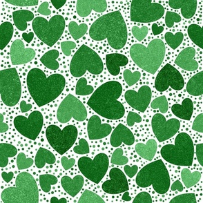 Green Hearts (faux glitter ), Valentines Day, Valentine Fabric, Valentines, Valentine, Love, Love Hearts, Heart, Heart Fabric, Tossed