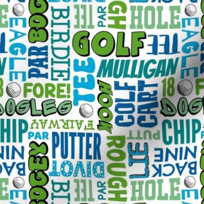 Large Scale Golf Terms in Green and Blue