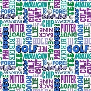 Small Scale Golf Terms in Green Blue and Purple