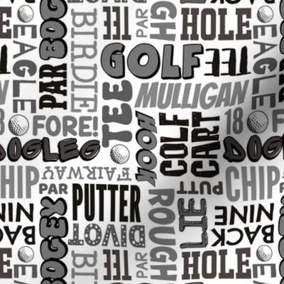 Large Scale Golf Terms in Black and Grey
