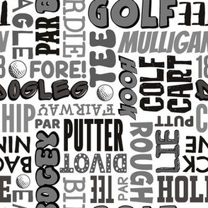 Large Scale Golf Terms in Black and Grey