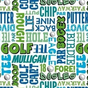 Medium Scale Golf Terms in Green and Blue