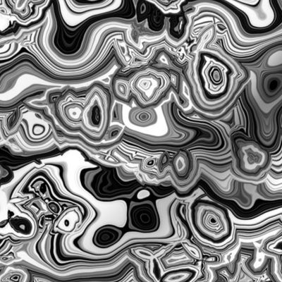 Swirly Squiggly Bohemian Psychedelic Monochrome Black and White Marbled Stripe Pattern (60% smaller)