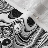 Swirly Squiggly Bohemian Psychedelic Monochrome Black and White Marbled Stripe Pattern (60% smaller)