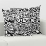 Swirly Squiggly Bohemian Psychedelic Monochrome Black and White Marbled Stripe Pattern (40% smaller)