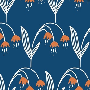 Hand Drawn Welcoming Flowers - Navy and Salmon