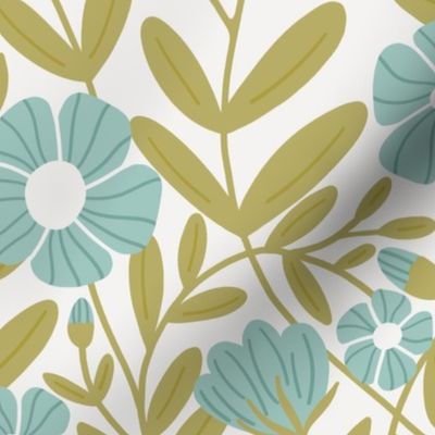 french country welcoming floral wallpaper - jumbo scale 24x24