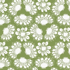 fun floral dot in green and white