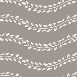 wavy gray and cream leaf stripe