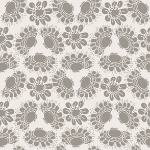 fun floral dot - gray and white