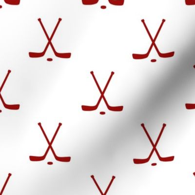 Hockey sticks - red on white