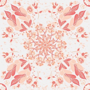 traditional floral pattern with peach on white