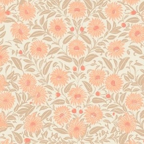 Big flowers and blooms  - chintz | small Version | Modern large floral print in beige and peach