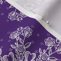 Rose Heart Wheel White On Dark Purple