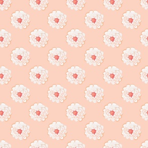 white floral dot on peach