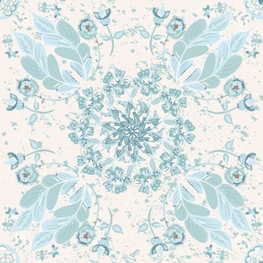 sweet traditional floral, blue on cream