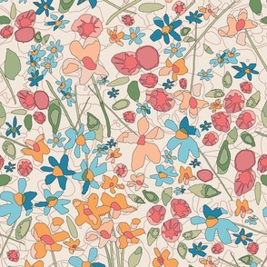 multicolor floral scatter on cream