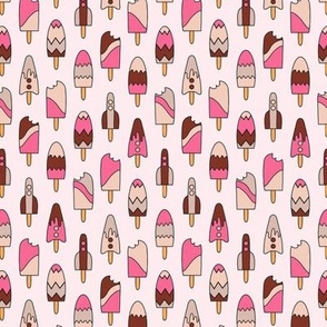 409 - Small  scale  ice cream popsicles in berry, chocolate and vanilla, rocket ships - for kids apparel, dresses, leggings, tops, nursery accessories and children’s wallpaper, duvet cover, birthday party tablecloth 