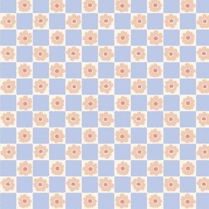 Bold Flower Check in Baby Blue