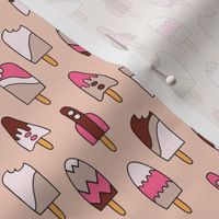 409 - Small scale  ice cream popsicles in, boysenberry hot pink, dark chocolate and vanilla, with rocket ships - for kids apparel, dresses, leggings, tops, nursery accessories and children’s wallpaper, duvet cover, birthday party tablecloth 