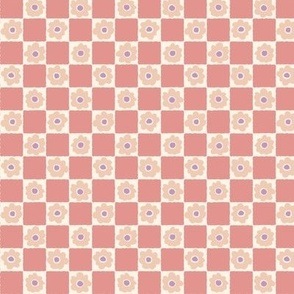 Bold floral check in pink