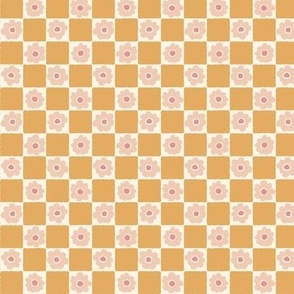 Simple floral checkerboard in yellow