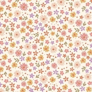 Hand painted simple tossed daisy flowers in warm summer colours