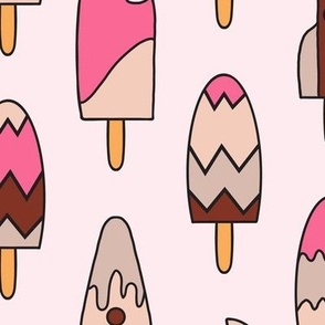 409 - Large scale  ice cream popsicles in, berry, chocolate and vanilla, rocket ships - for kids apparel, dresses, leggings, tops, nursery accessories and children’s wallpaper, duvet cover, birthday party tablecloth 