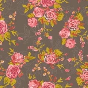 romantic roses on brown