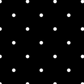White Polka Dots on a Black Background - Medium