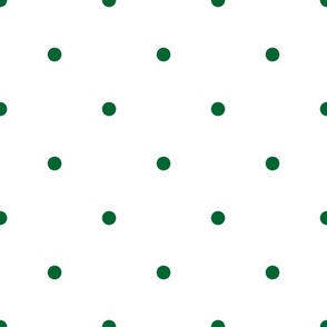 Forest Green Polka Dots on a White Background