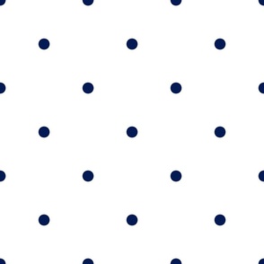 Deep Blue Polka Dots on a White Background