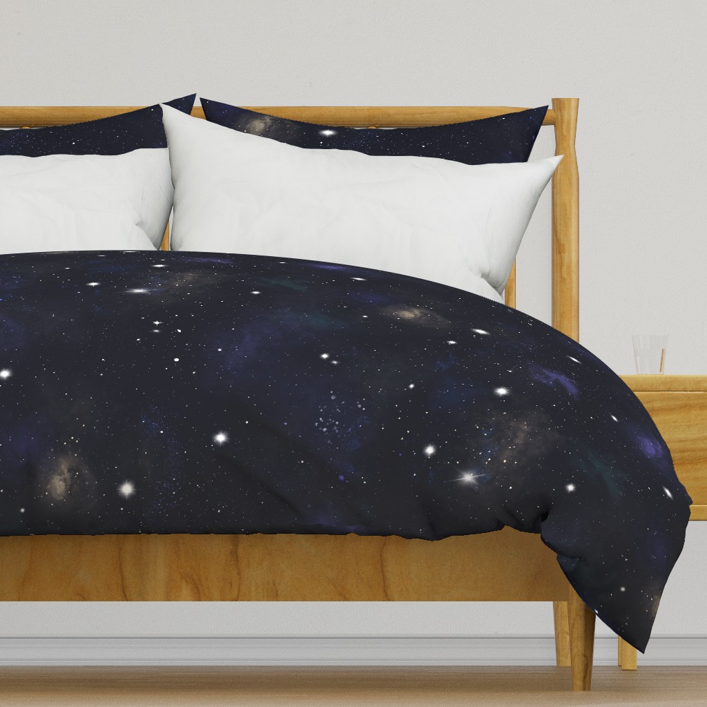 Jumbo Outer Space Galaxies and Stars on Midnight