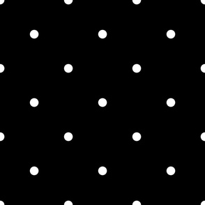 White Polka Dots on a Black Background - Large