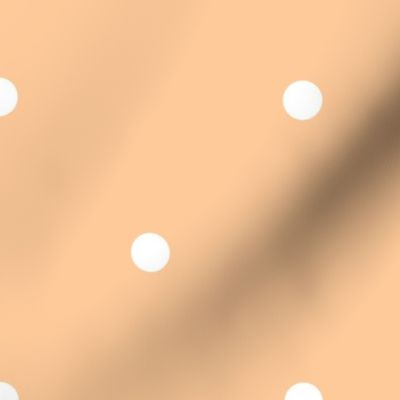 White Polka Dots on a Peachy Orange Background