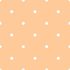 White Polka Dots on a Peachy Orange Background