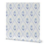 (L) Cottage Floral Diamond Large - powder blue/ecru/navy