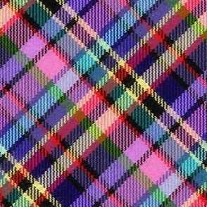 Custom Madras Plaid 45 degree pink yellow aqua purple black Large Scale