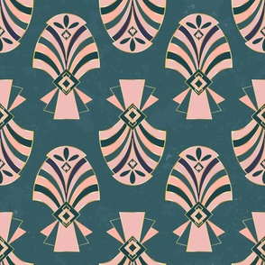 Art Deco in Teal_ Pink and Peach
