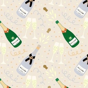 Champagne Bottle Pattern Cream
