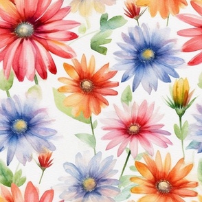 Traditional Watercolor Daisies - Large Oversized 